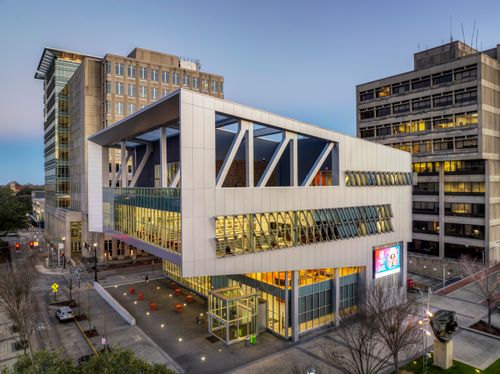 Free Contemporary urban architecture at River Center Branch Library, Baton Rouge, USA. Stock Photo