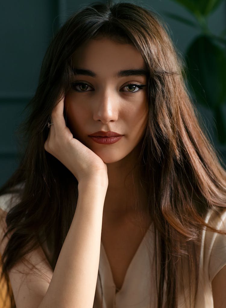 Portrait Of Brunette Woman In Sunlight 