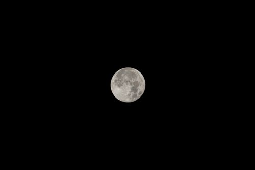 Free Capture of the full moon set against a stark black night sky with space backdrop. Stock Photo