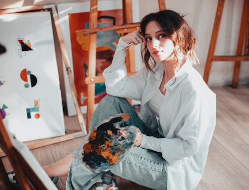 Woman Painting in a Studio 