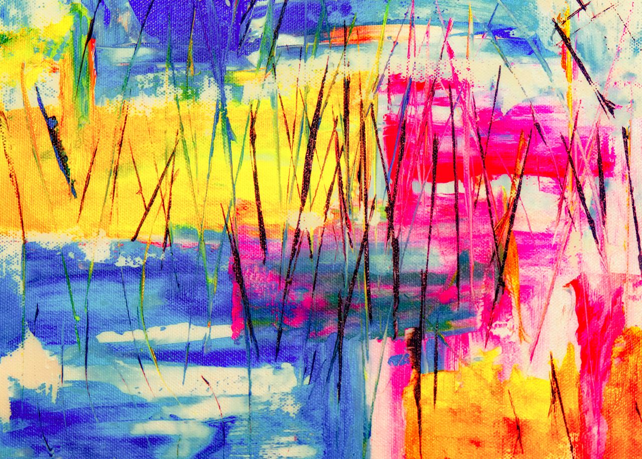 colorful abstract painting with vivid brush strokes and dynamic textur