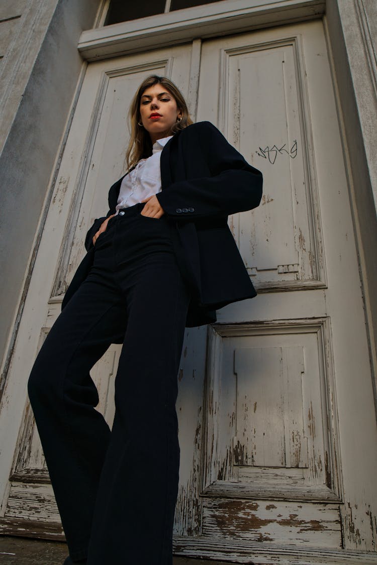 Woman Posing By Door