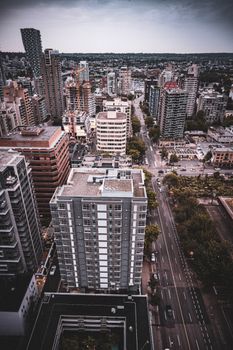 Modern skyscrapers and busy city roads capturing the essence of urban life.