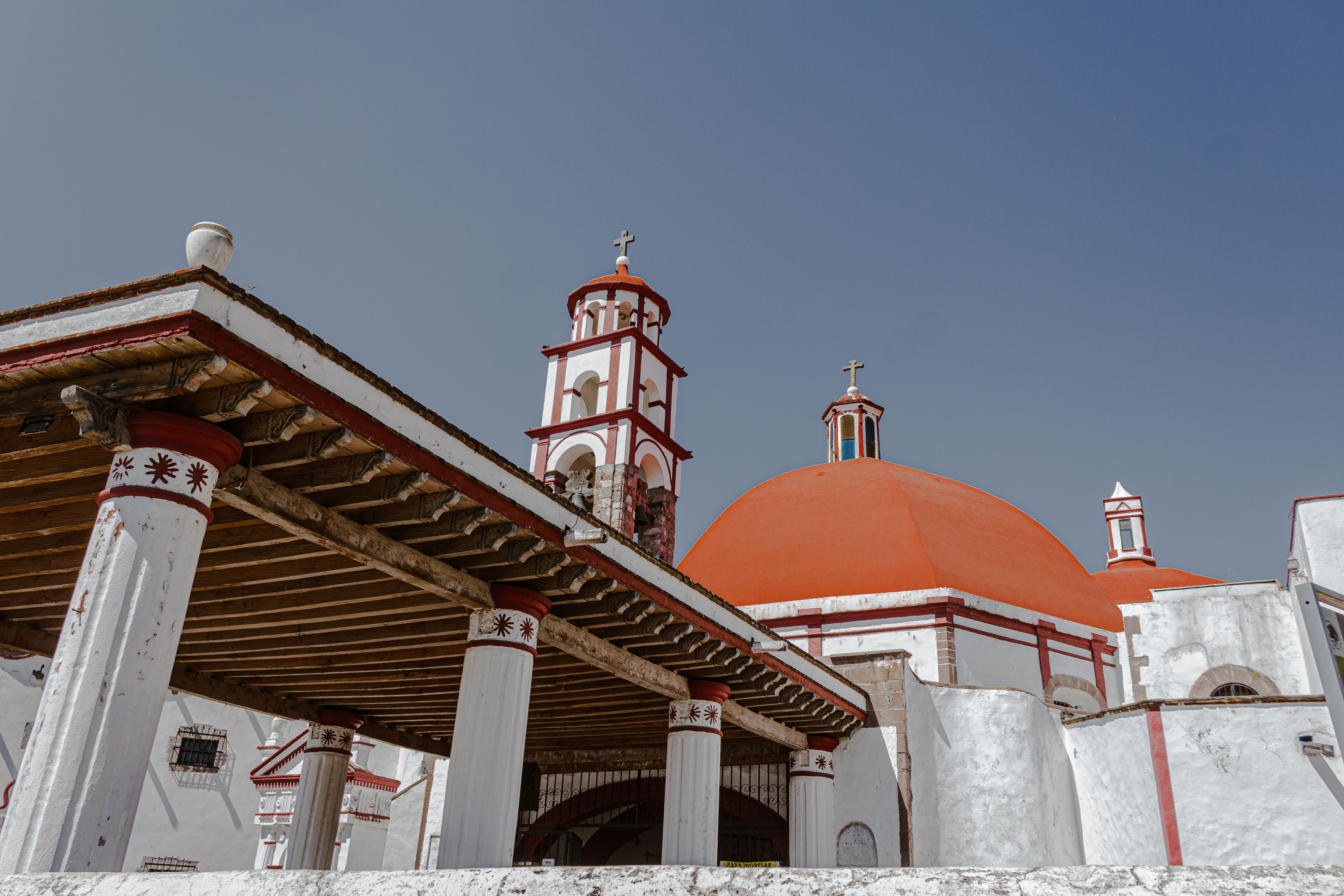 The Santuario Señor del Sacromonte with its striking red domes in Amecameca, Mexico.