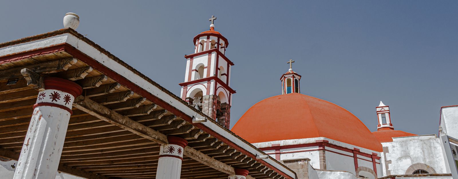 The Santuario Señor del Sacromonte with its striking red domes in Amecameca, Mexico.