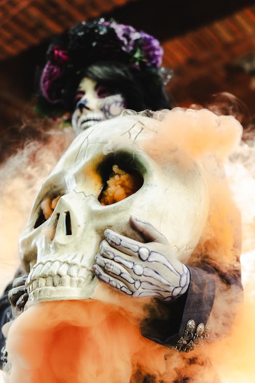 Free Woman Holding a Skull During Festival  Stock Photo