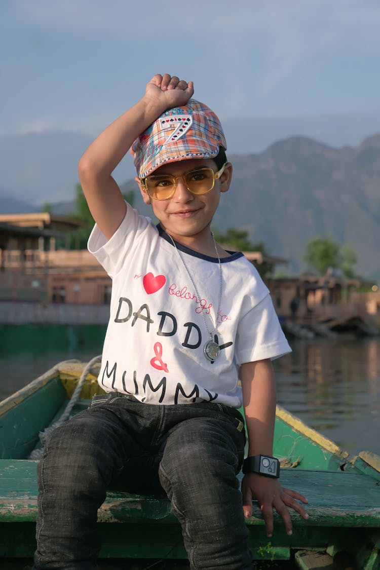 Child Model In Cute Tshirt And Sunglasses