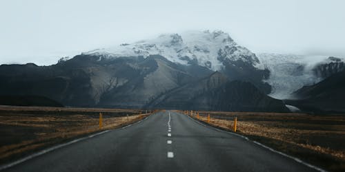 Straight Road to Rocky and Snowed Mountains