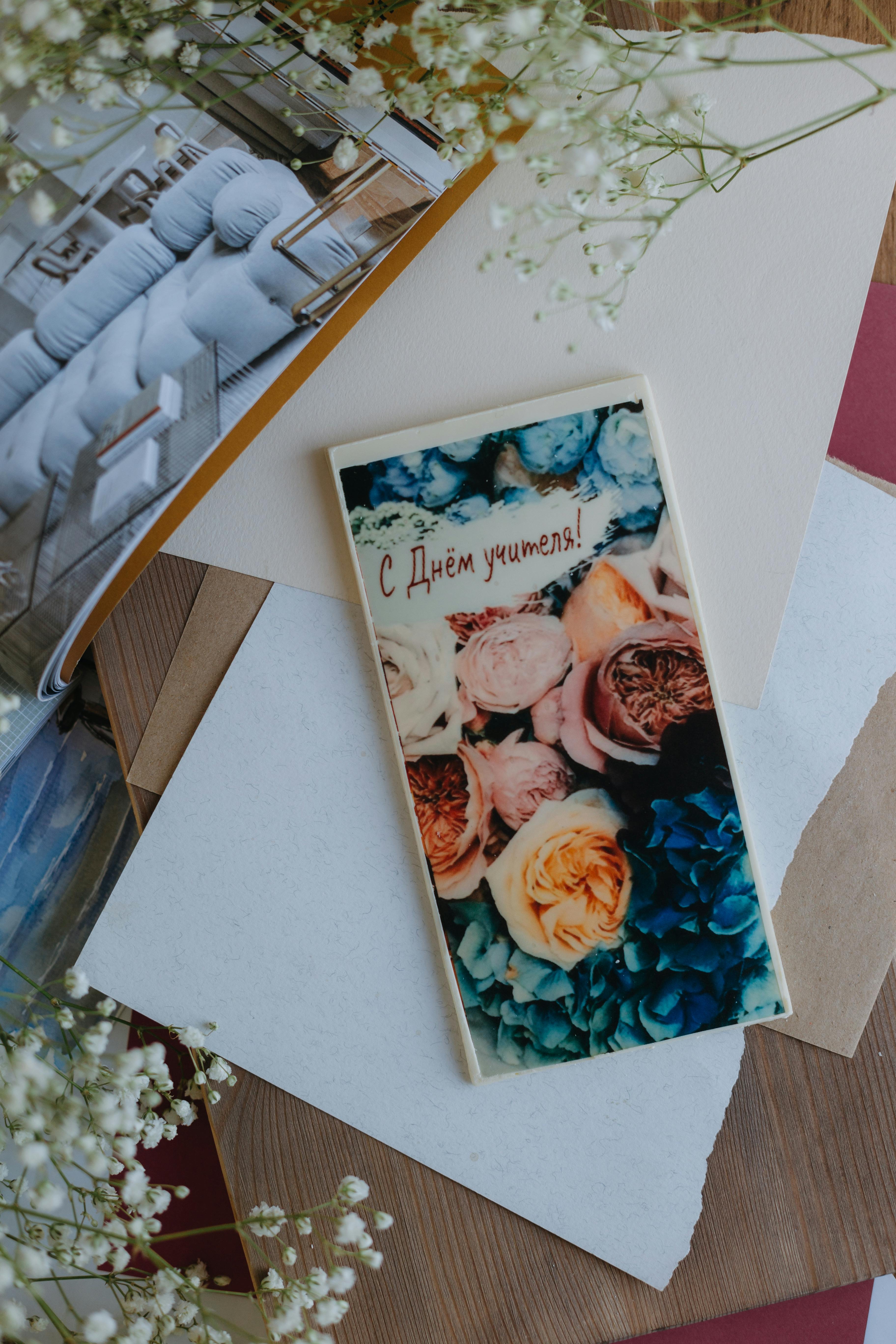 Blue Paper with Handwritten Message Surrounded by Pink Petals · Free ...