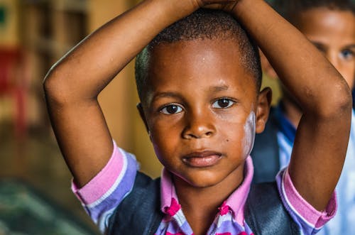 Boy With Hands On Head