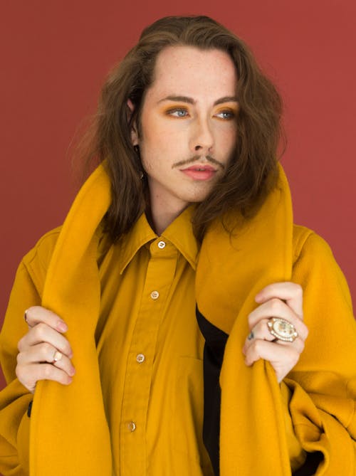 Model Wearing Yellow Outer Wear