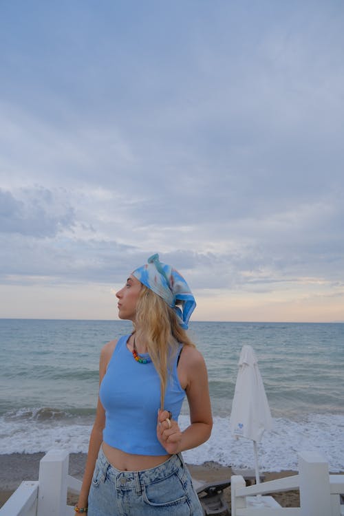 Blonde Woman on Sea Shore