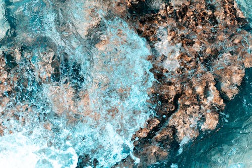 View of Waves Crashing on a Rock 