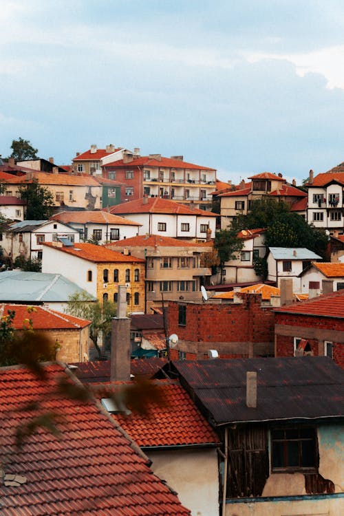 A view of the city with many red roofs