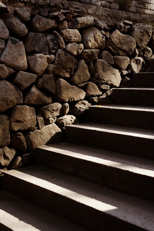 Concrete Steps and a Stone Wall 