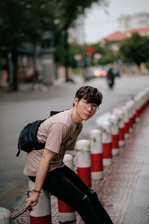 Casual Style Young Man with Backpack