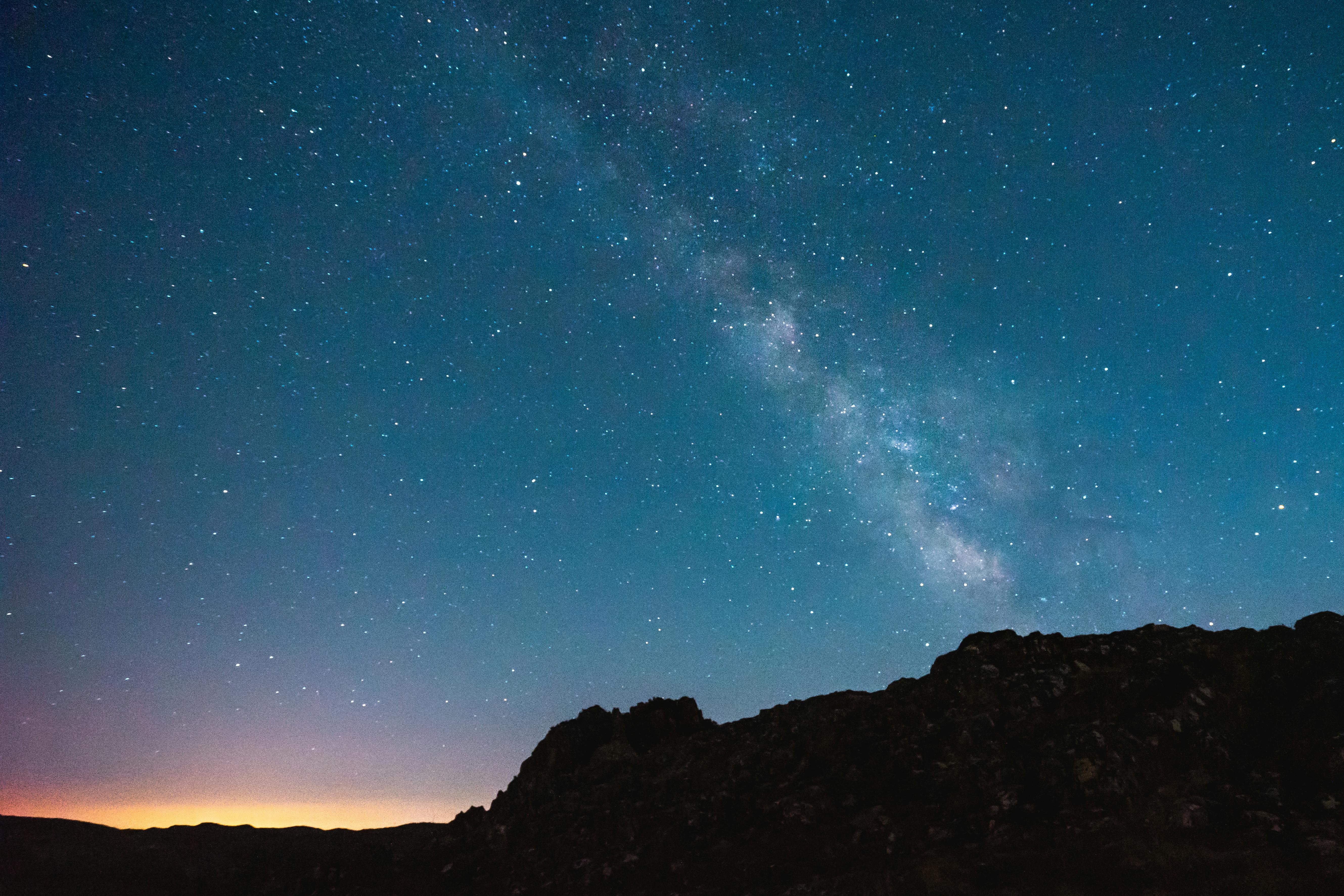 milky way at night at the countryside of portugal