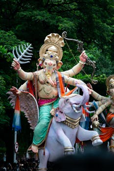 A colorful Ganesh idol is paraded during the Ganesh Chaturthi festival in Mumbai, India.