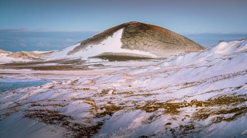 Snow on Hill in Iceland