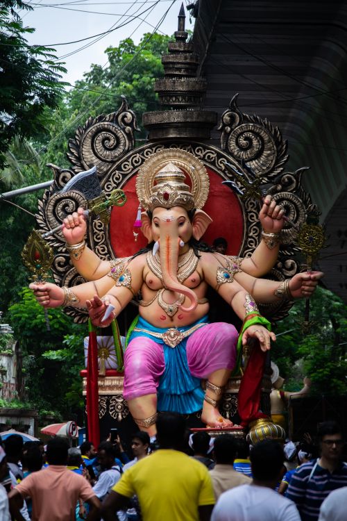Free Vibrant Ganesh idol during Ganesh Chaturthi festival in Mumbai, India. Stock Photo
