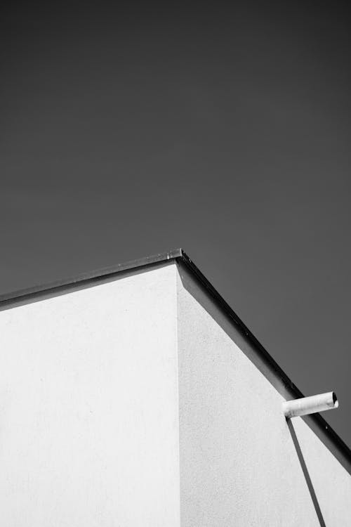 Security Camera on a Building in Black and White