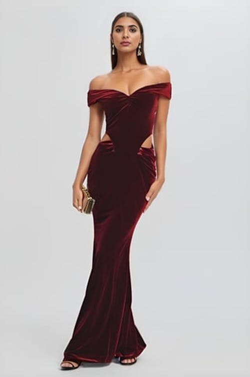 Red Velvet Off-shoulder Dress - Naomi By Mariam Hopkins Collection I Just in €117