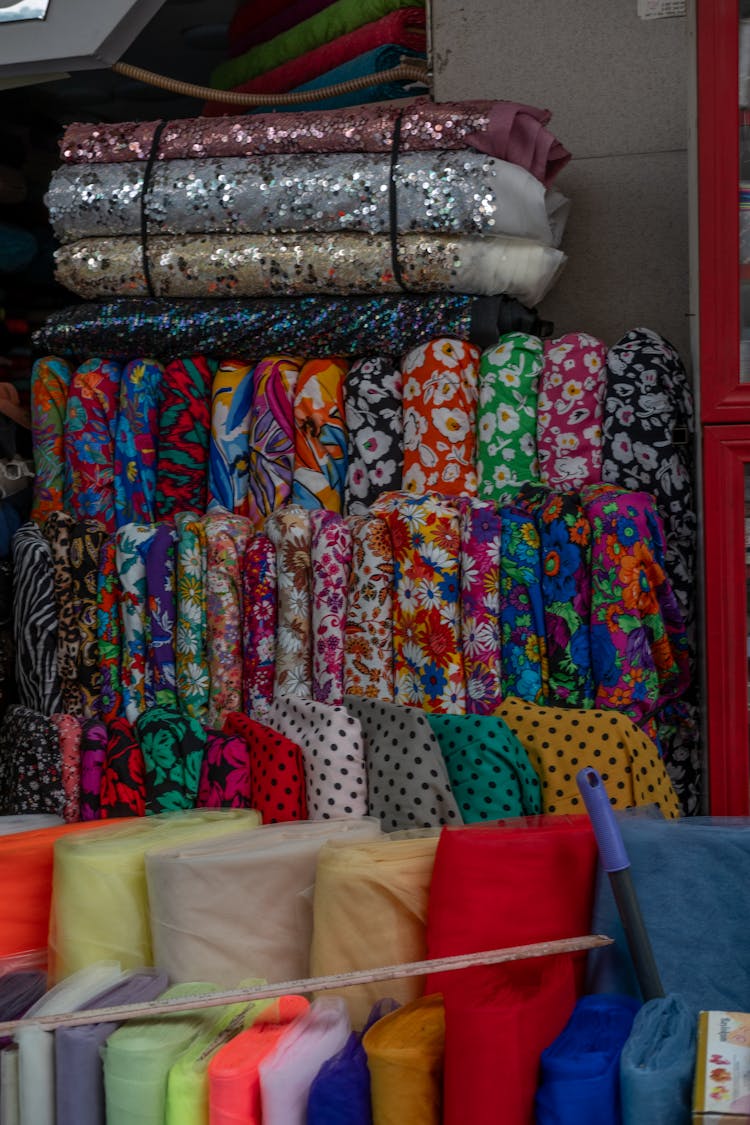 Clothes And Fabrics At Bazaar