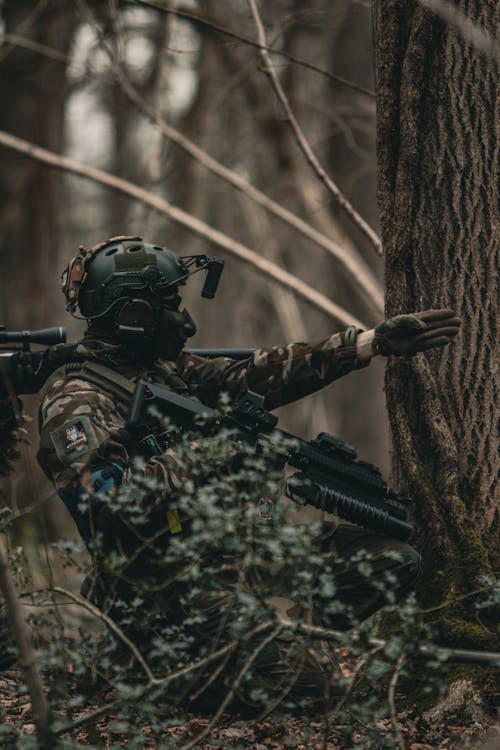 Soldier Lurking in a Forest 