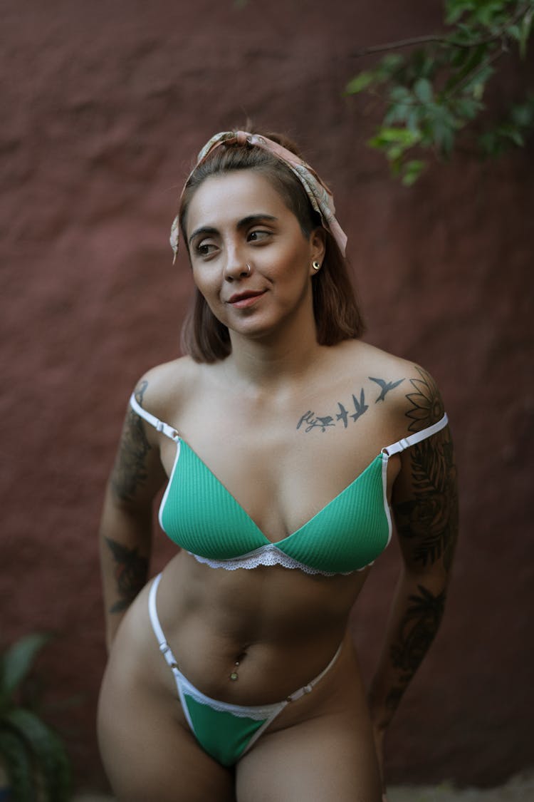 Woman In A Green Bikini