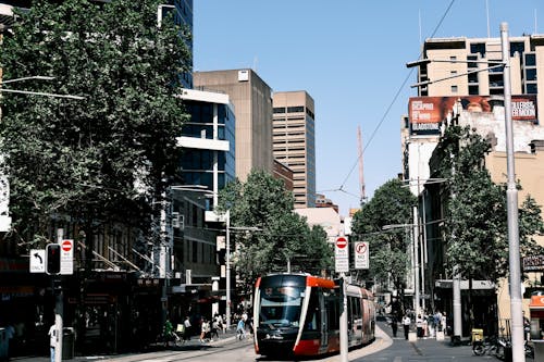Cable Car in City in Summer