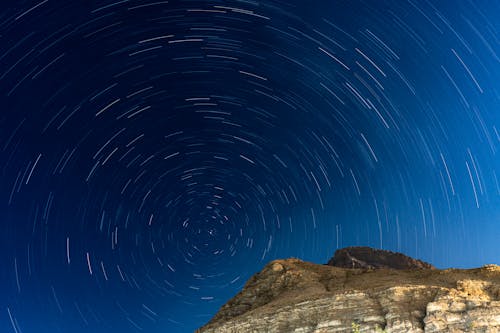 Circular Star Trails over Mountain