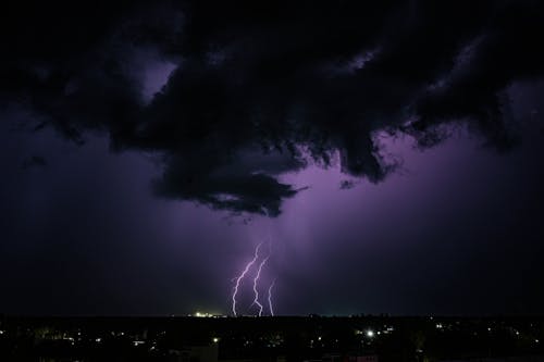 Purple Night Sky with Thunderstorm
