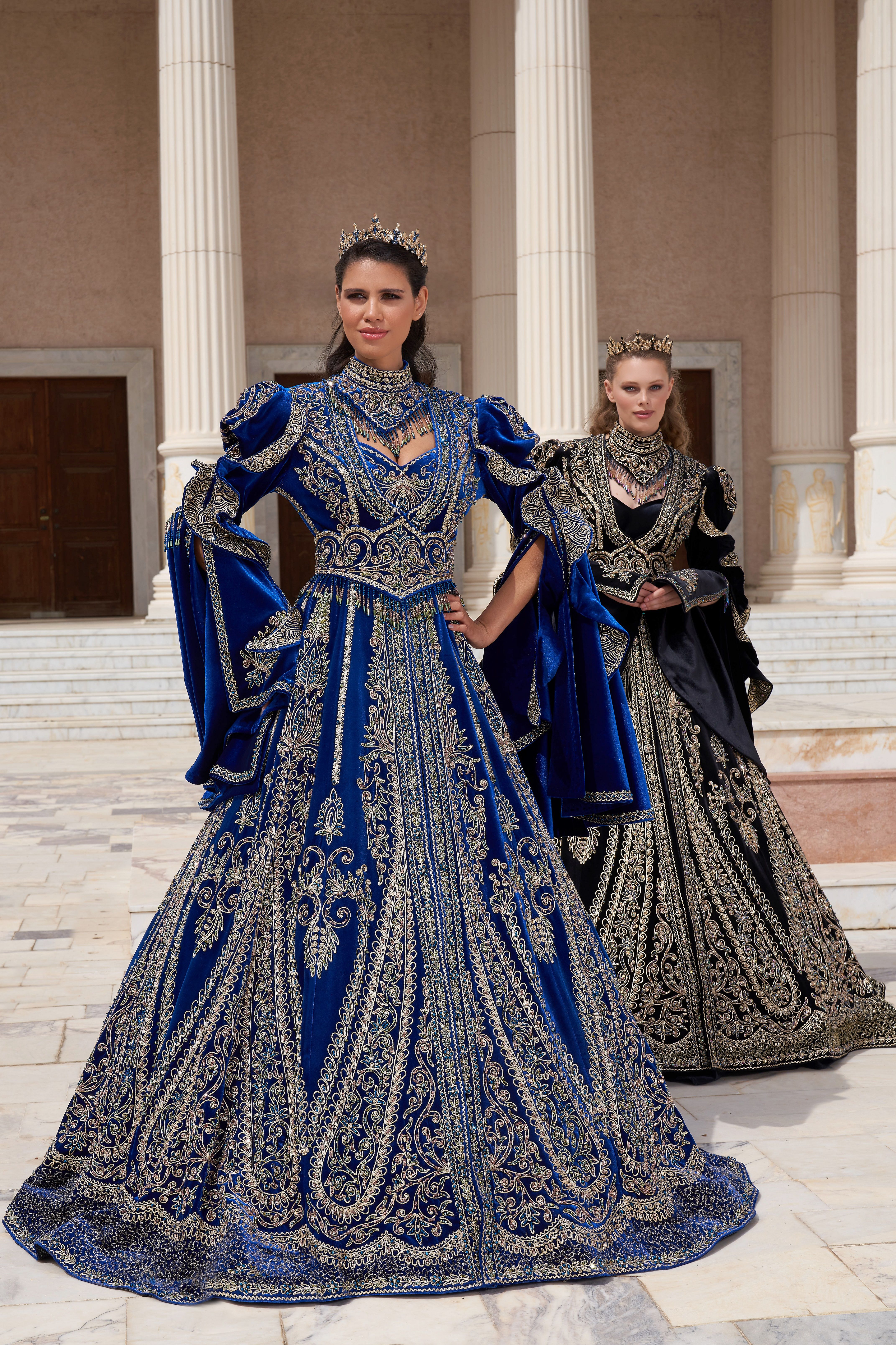 gold skims dress Capri Royal Blue/Green Dress – URock Couture