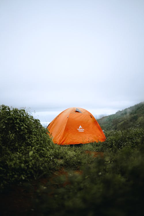 Orange Tent on Grass