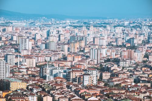 Free A panoramic cityscape view of Istanbul showcasing its dense urban architecture under a clear sky. Stock Photo