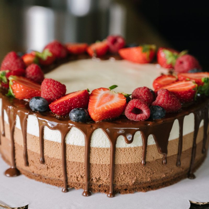 Chocolate Mousse Tart with Glazed Berries