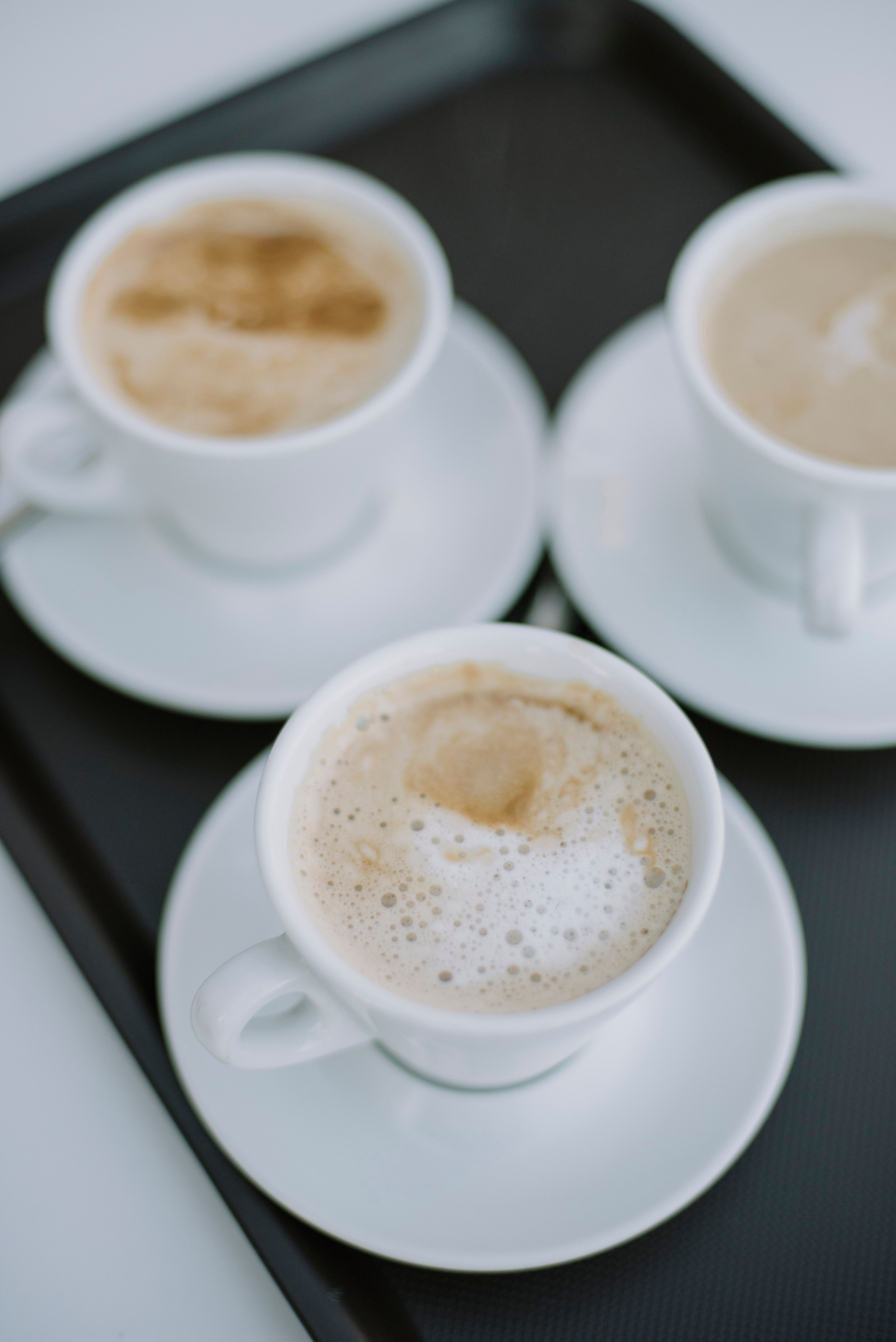 Three cups of coffee on a tray · Free Stock Photo