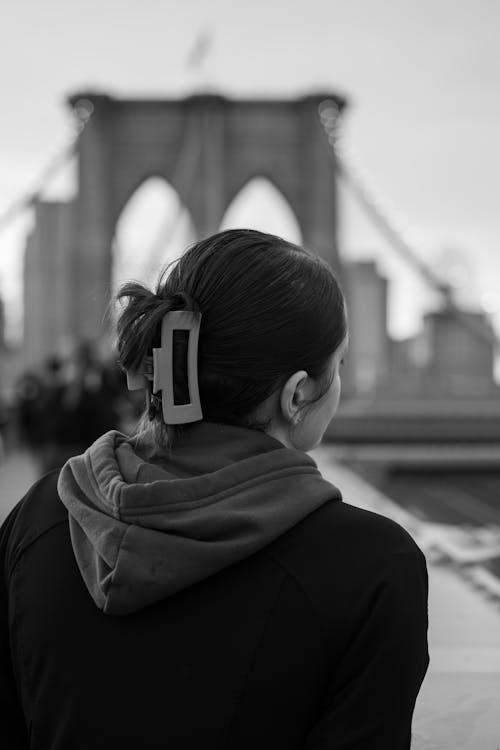 arkadan görünüm, Brooklyn Köprüsü, dikey atış içeren Ücretsiz stok fotoğraf