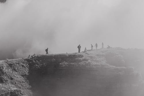 People on an Expedition in Mountains