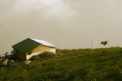 Wooden House in Village on Hill