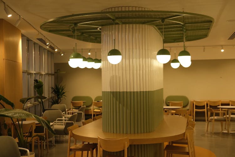 Lamps Around Wall In Restaurant