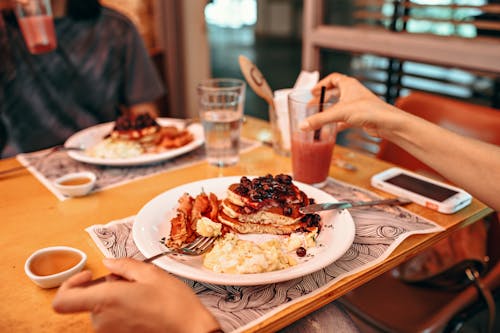 Free Pancakes On Plate Stock Photo