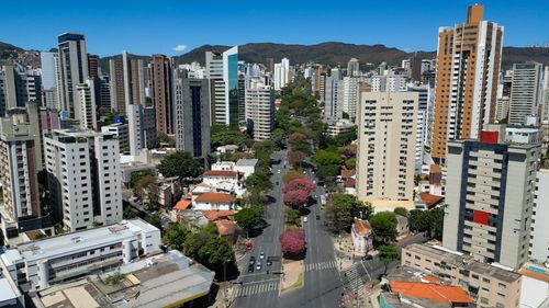 Free Stunning aerial photo capturing the bustling skyline of Belo Horizonte, Brazil. Stock Photo