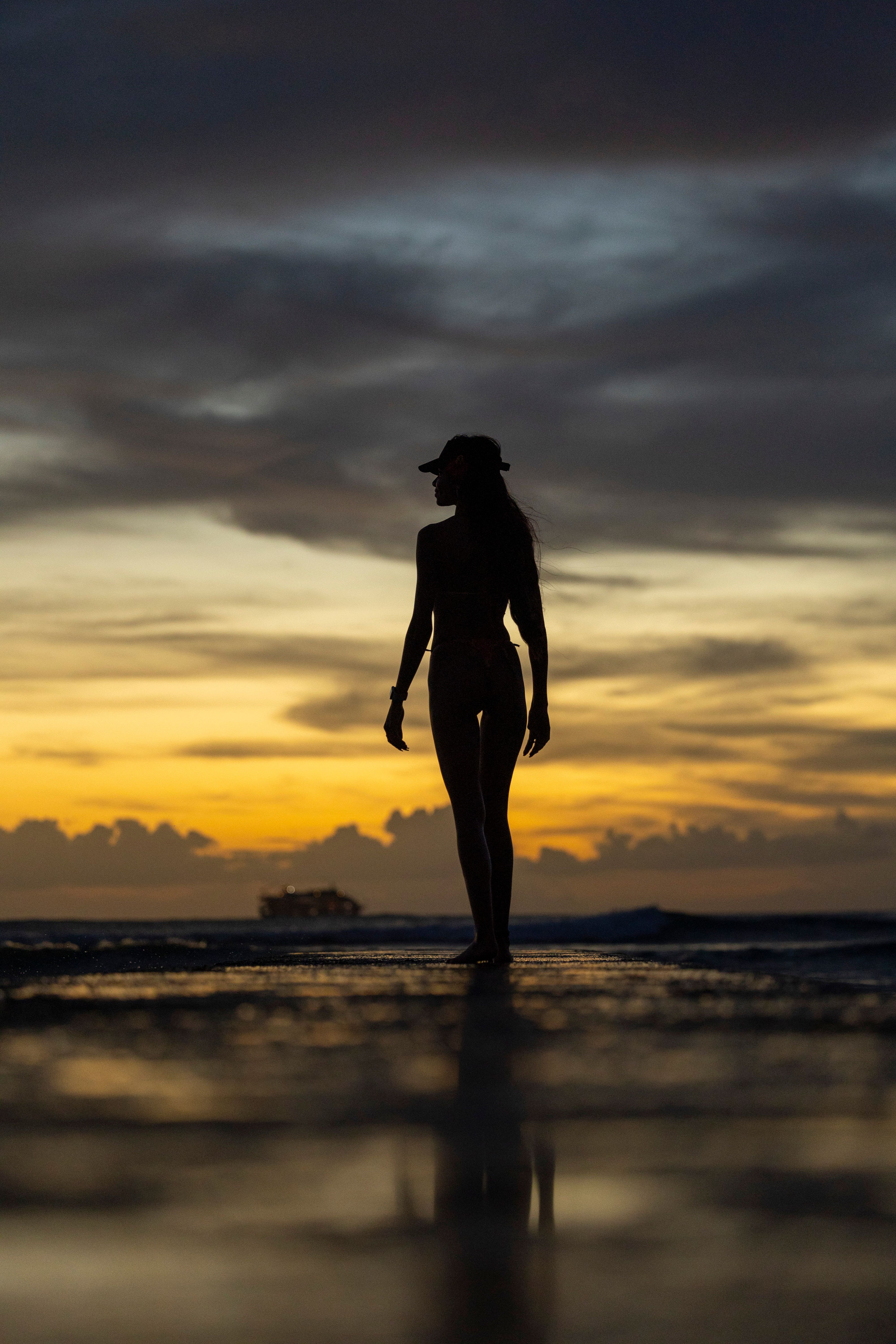 Silhouette of Woman at Quang Ngai Sunset Beach · Free Stock Photo