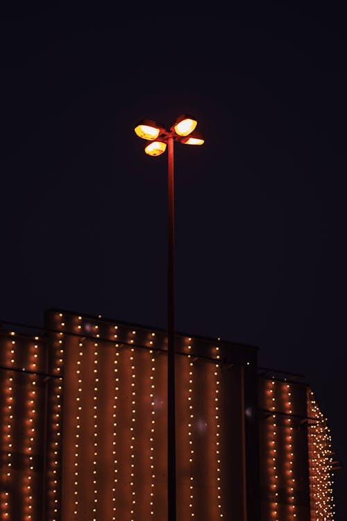 Street Lamp over Building at Night