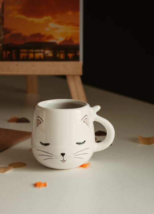 Still Life with Cat Face Porcelain Mug