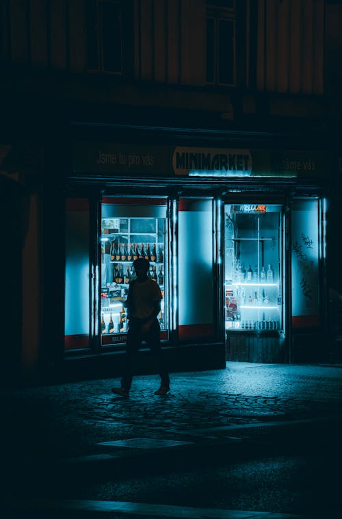 Store Illuminated at Night
