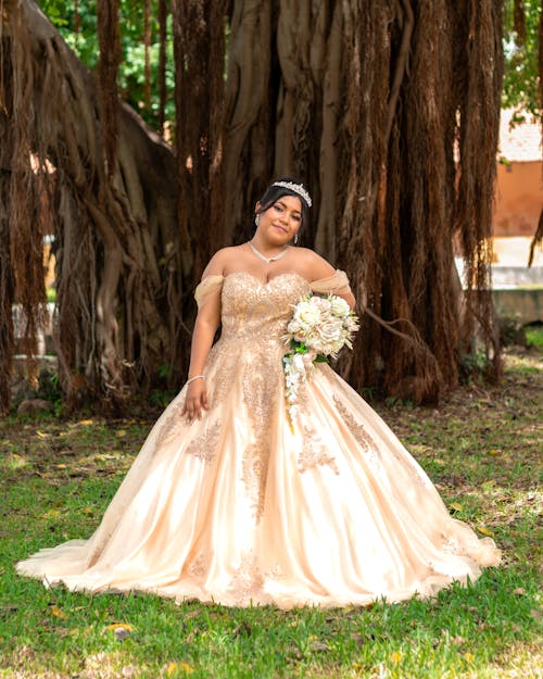 Bride in Wedding Dress with Embellishments