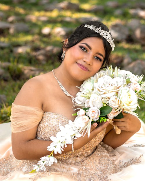 Smiling Bride with Flowers