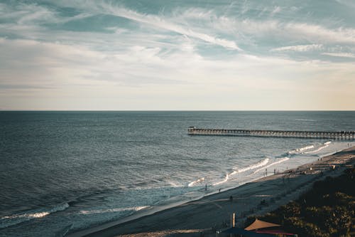 Drone Shot of Sea Shore with Beach